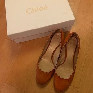 Chloé scalloped ballerina pumps - light brown